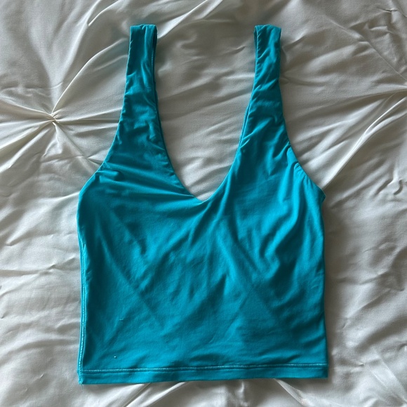 Aerie Smoothez V-Neck Cropped Tank Cami Aqua Turquoise XXS - Picture 4 of 8